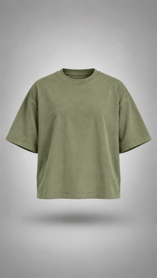 003// 'Myth' Plain Oversized Tee (Olive Green) - Urbn Myth