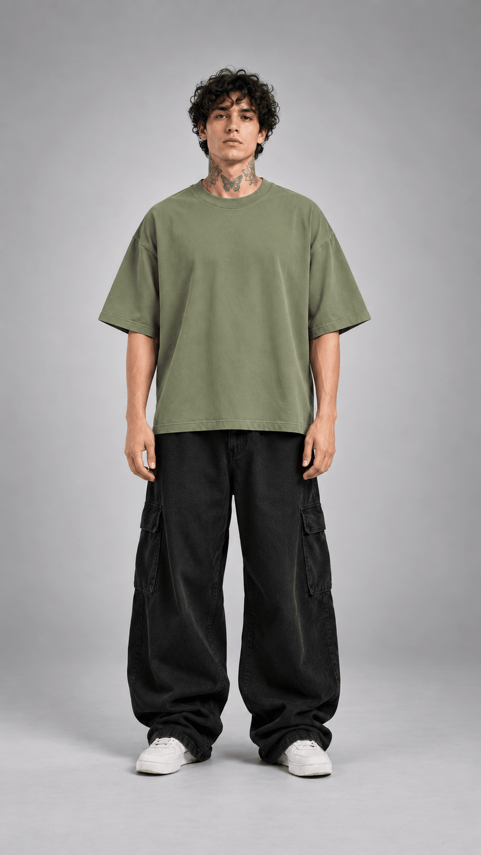 003// 'Myth' Plain Oversized Tee (Olive Green) - Urbn Myth