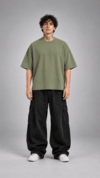 003// 'Myth' Plain Oversized Tee (Olive Green) - Urbn Myth