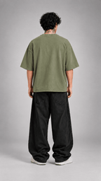 003// 'Myth' Plain Oversized Tee (Olive Green) - Urbn Myth