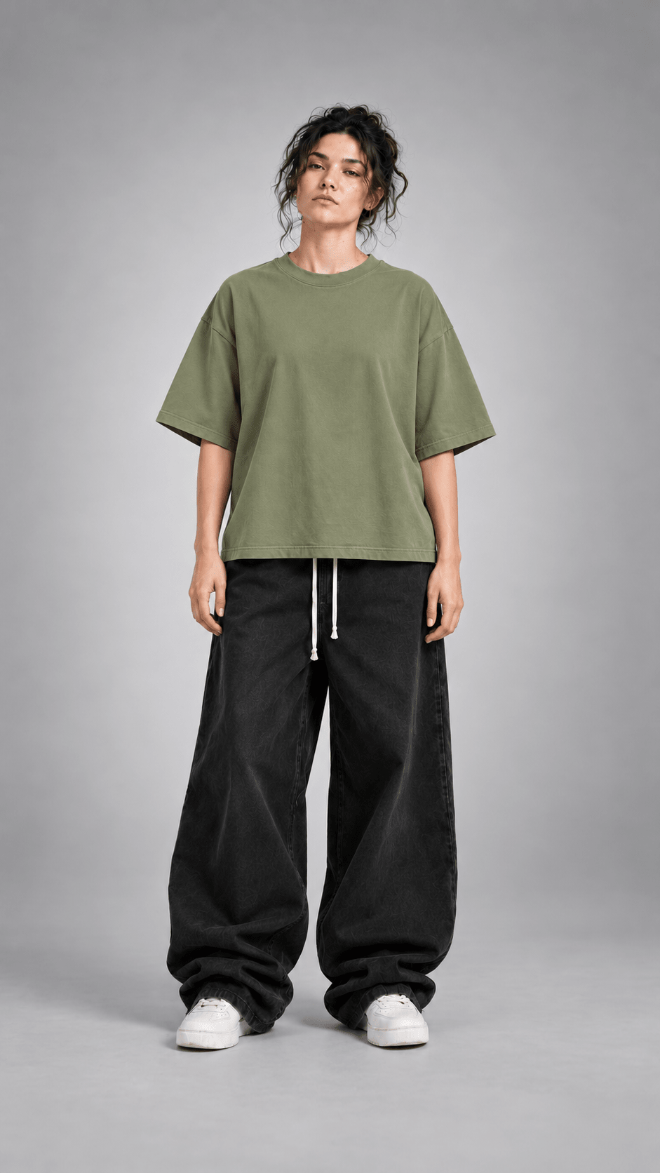003// 'Myth' Plain Oversized Tee (Olive Green) - Urbn Myth