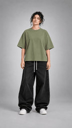 003// 'Myth' Plain Oversized Tee (Olive Green) - Urbn Myth