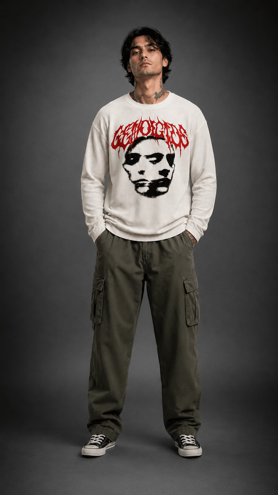 011//'FACELESS' Waffle Tee (Beige) - Urbn Myth
