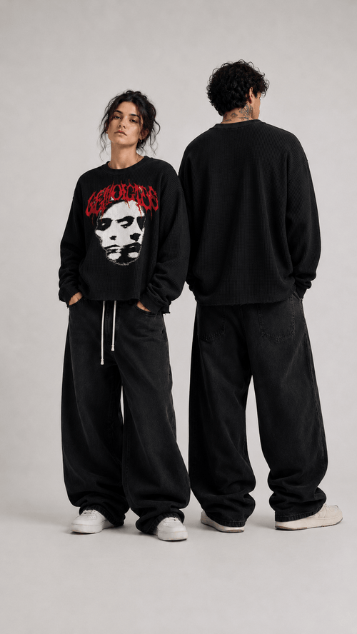 011//'FACELESS' Waffle Tee (Black) - Urbn Myth