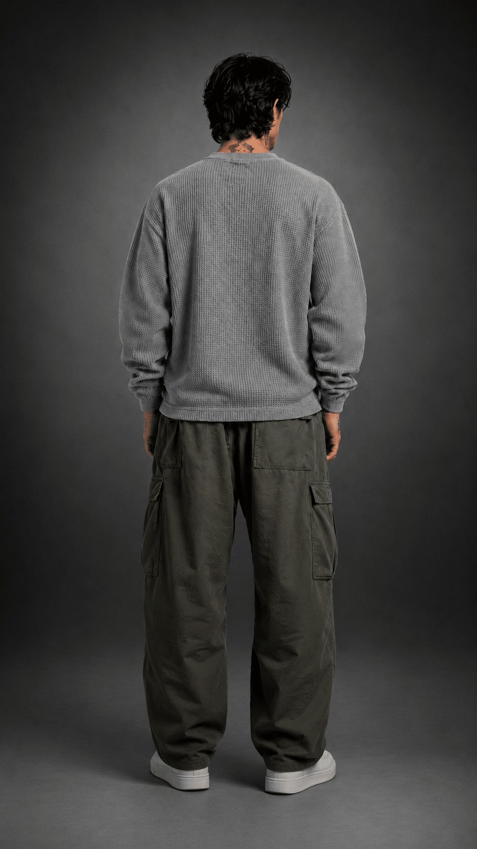 011//'FACELESS' Waffle Tee (Grey) - Urbn Myth