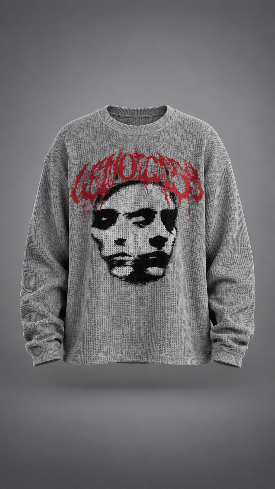 011//'FACELESS' Waffle Tee (Grey) - Urbn Myth