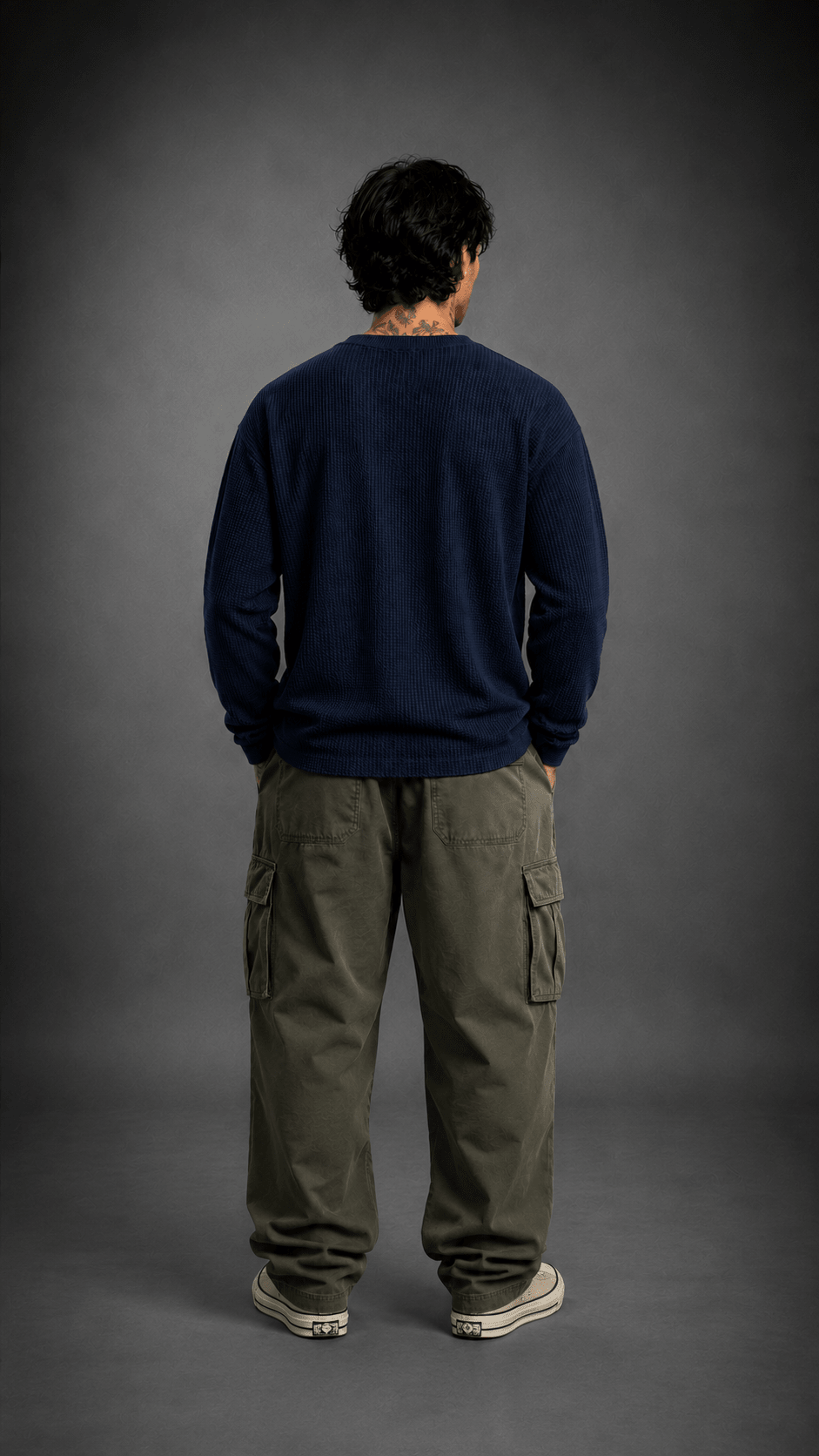 011//'FACELESS' Waffle Tee (Navy) - Urbn Myth