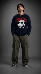 011//'FACELESS' Waffle Tee (Navy) - Urbn Myth