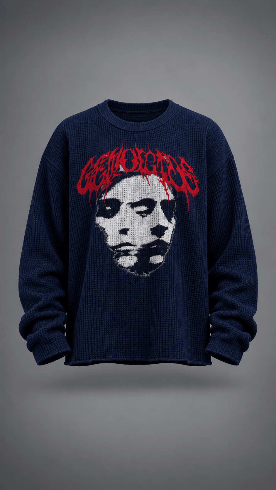011//'FACELESS' Waffle Tee (Navy) - Urbn Myth