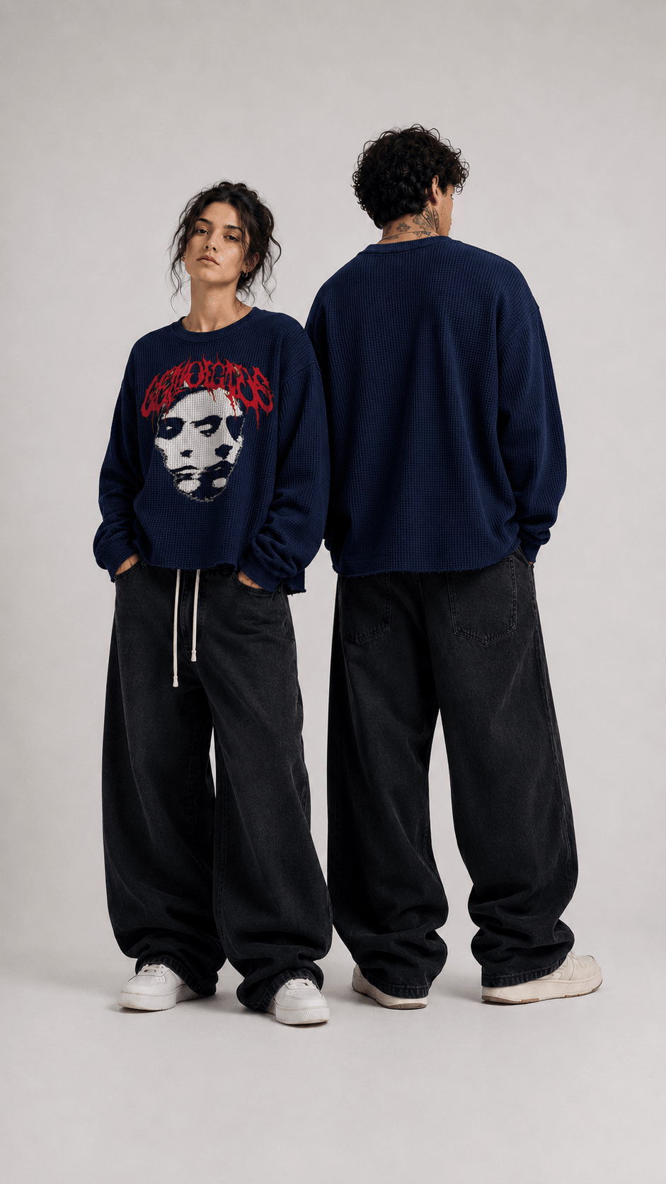 011//'FACELESS' Waffle Tee (Navy) - Urbn Myth