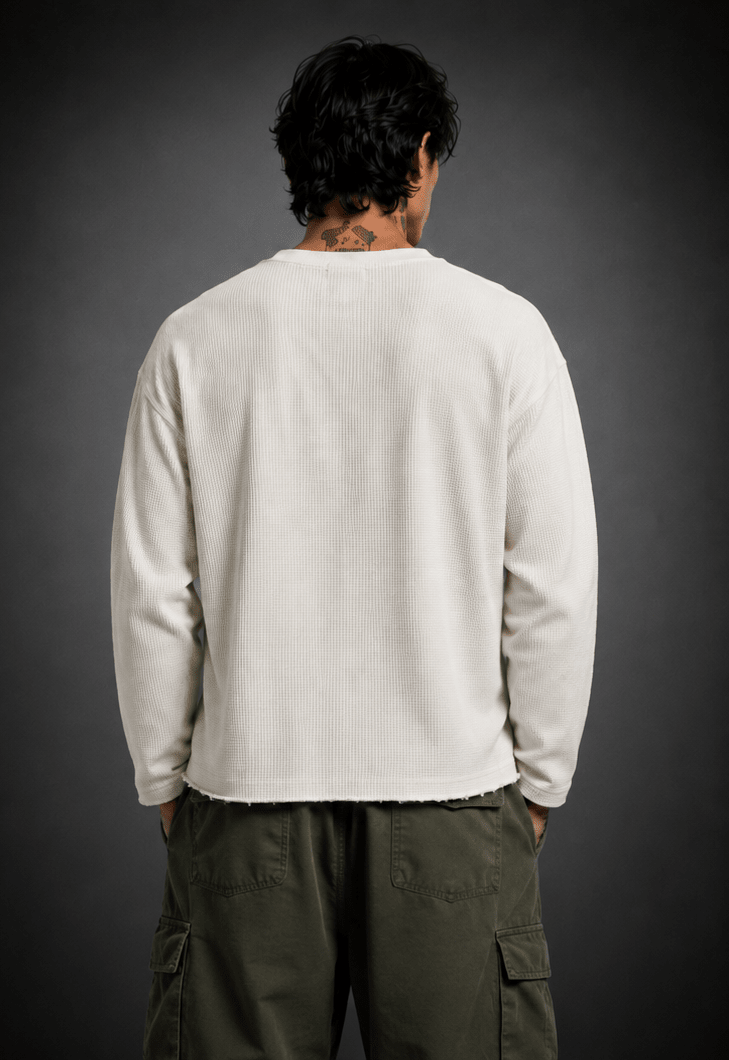 016// 'SACRED' Waffle Tee (Beige) - Urbn Myth