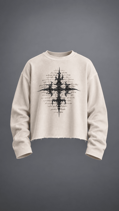 016// 'SACRED' Waffle Tee (Beige) - Urbn Myth