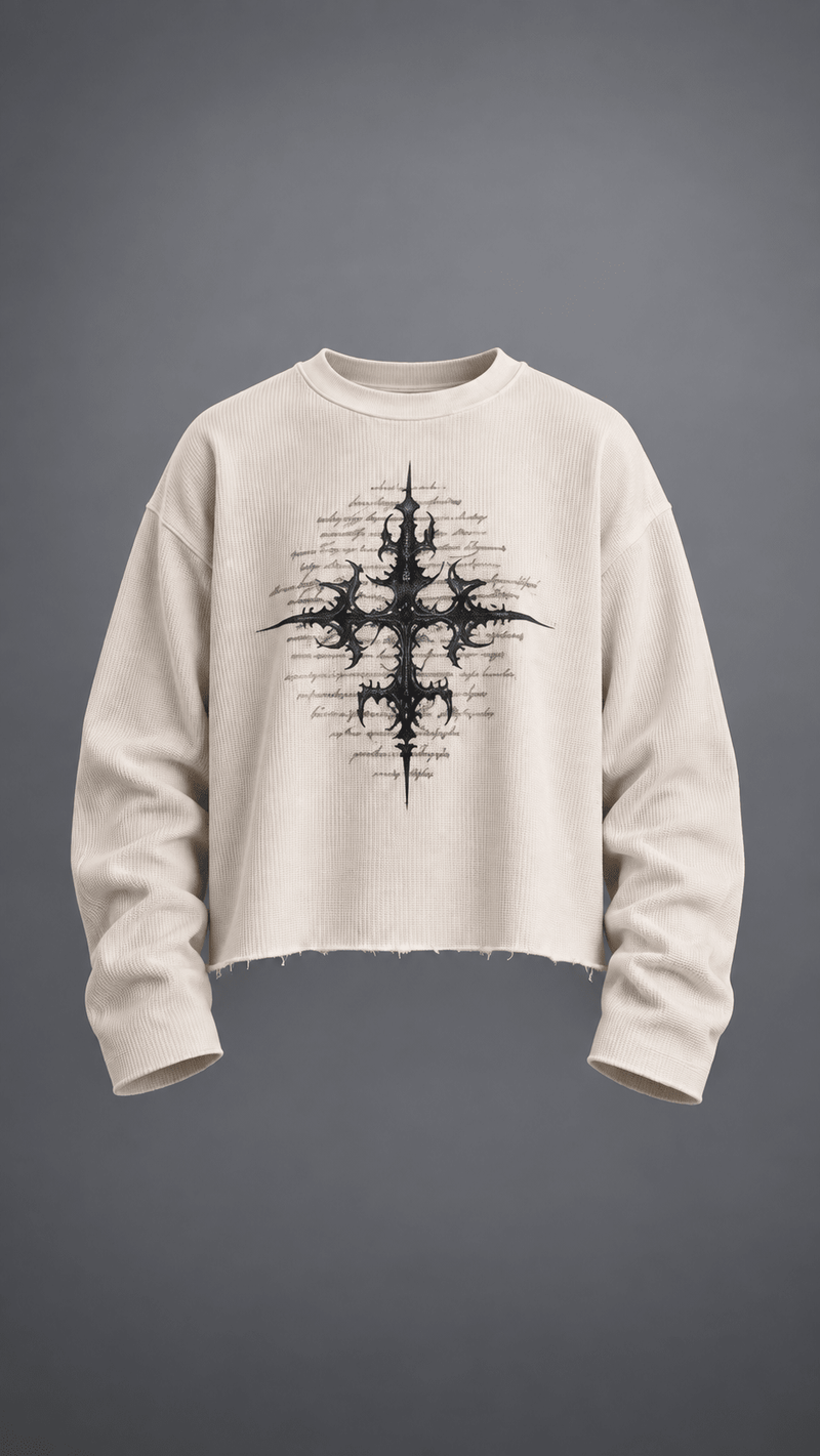 016// 'SACRED' Waffle Tee (Beige) - Urbn Myth