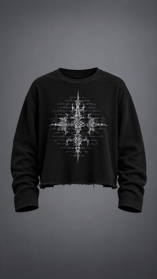 016// 'SACRED' Waffle Tee (Black) - Urbn Myth