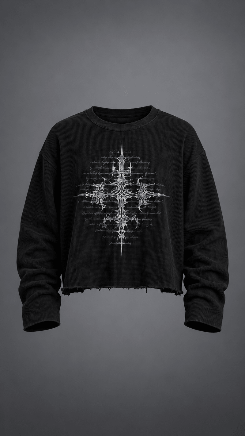 016// 'SACRED' Waffle Tee (Black) - Urbn Myth