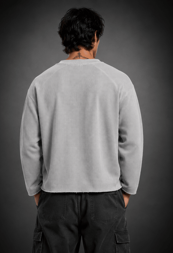 016// 'SACRED' Waffle Tee (Grey) - Urbn Myth