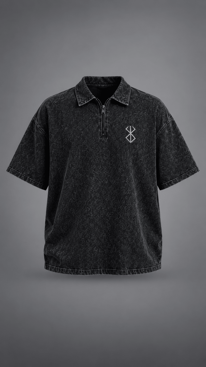 024// 'Berserk' Polo Tee (Black) - Urbn Myth