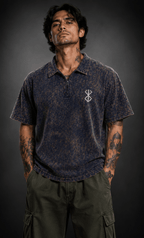024// 'Berserk' Polo Tee (Navy) - Urbn Myth