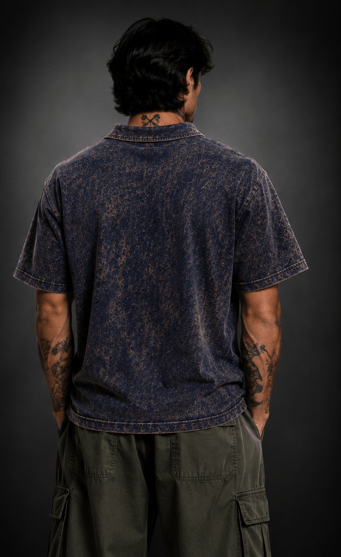 024// 'Berserk' Polo Tee (Navy) - Urbn Myth
