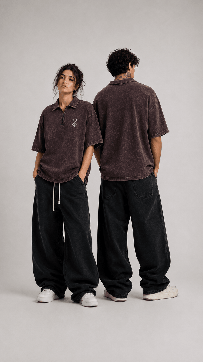 024// 'Berserk' Polo Tee (Wine) - Urbn Myth