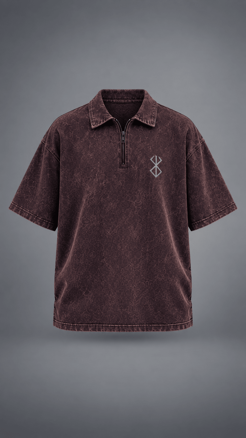 024// 'Berserk' Polo Tee (Wine) - Urbn Myth