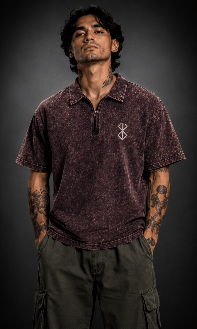 024// 'Berserk' Polo Tee (Wine) - Urbn Myth