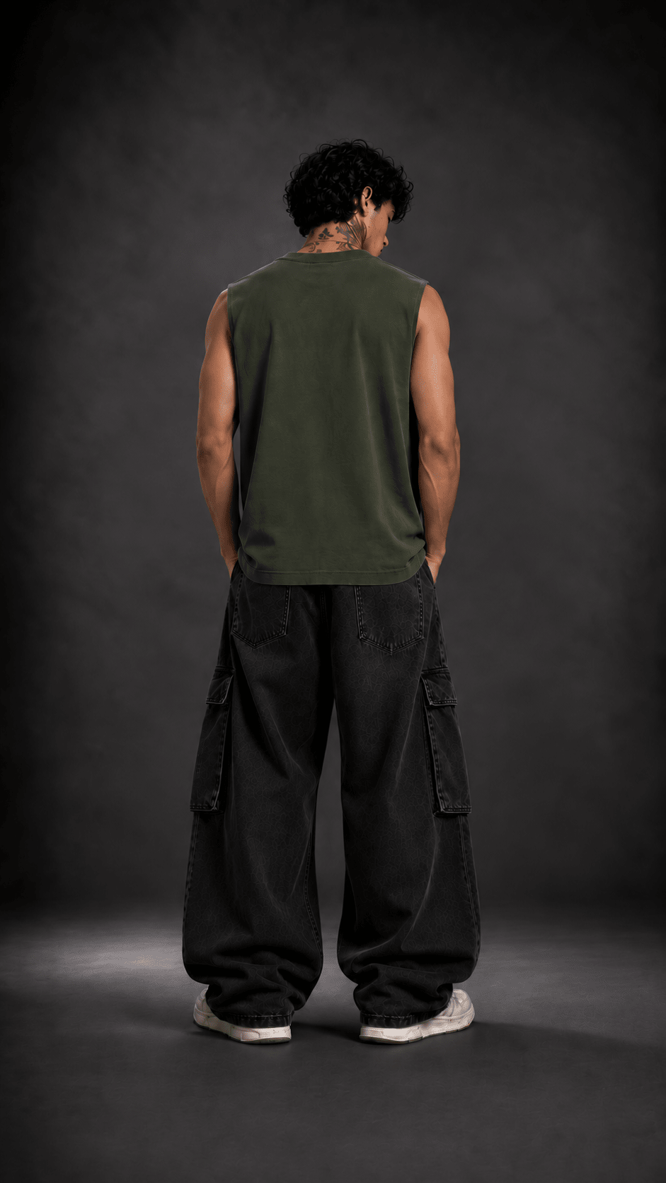 027// 'Muscle Freak' Tank (Olive Green) - Urbn Myth