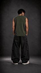 027// 'Muscle Freak' Tank (Olive Green) - Urbn Myth