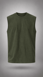 027// 'Muscle Freak' Tank (Olive Green) - Urbn Myth