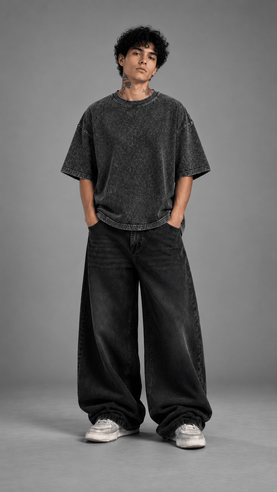 030// "URBN" AcidWashed Oversized Tee (Black) - Urbn Myth