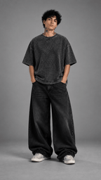 030// "URBN" AcidWashed Oversized Tee (Black) - Urbn Myth