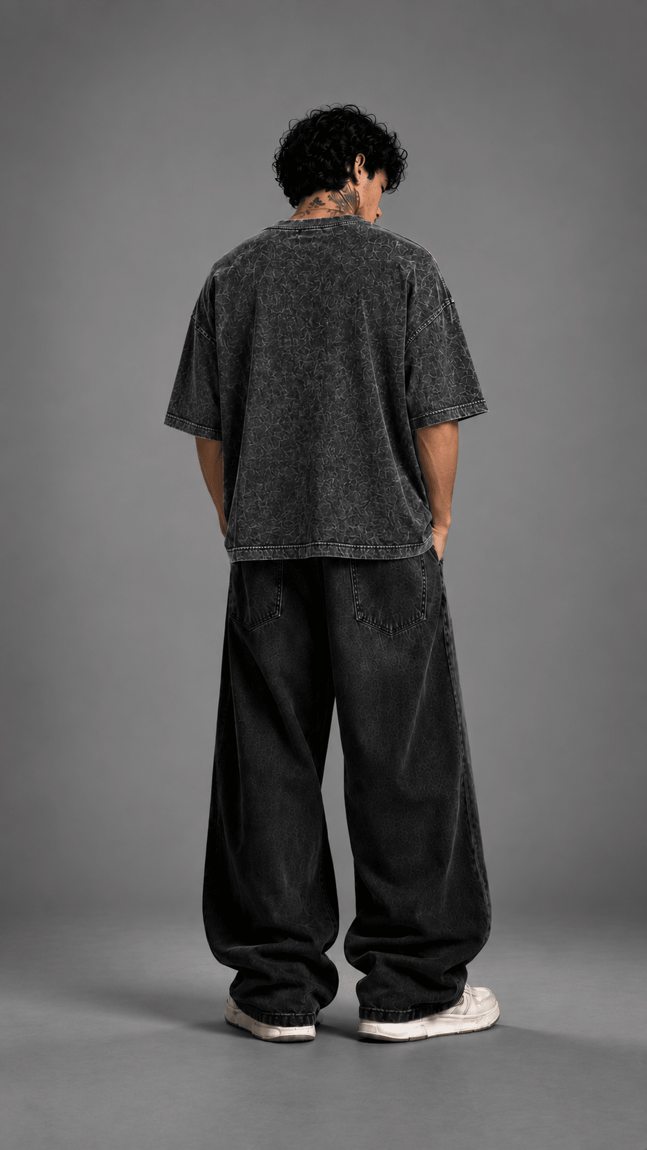 030// "URBN" AcidWashed Oversized Tee (Black) - Urbn Myth