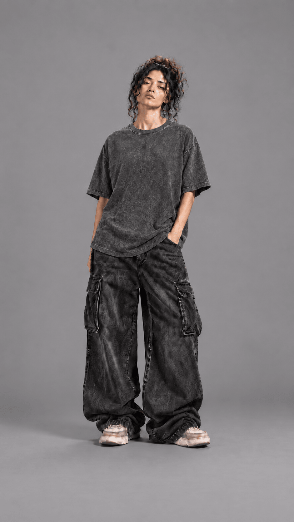 030// "URBN" AcidWashed Oversized Tee (Black) - Urbn Myth
