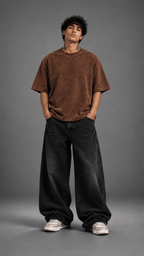 030// "URBN" AcidWashed Oversized Tee (Brown) - Urbn Myth