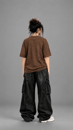 030// "URBN" AcidWashed Oversized Tee (Brown) - Urbn Myth