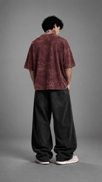 030// "URBN" AcidWashed Oversized Tee (Wine) - Urbn Myth