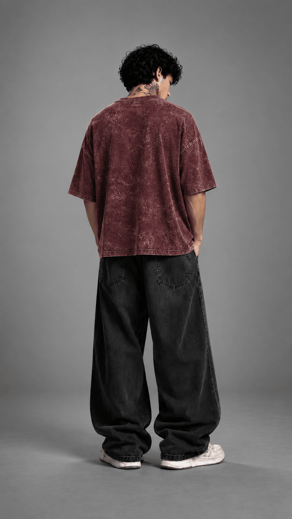 030// "URBN" AcidWashed Oversized Tee (Wine) - Urbn Myth