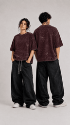 030// "URBN" AcidWashed Oversized Tee (Wine) - Urbn Myth