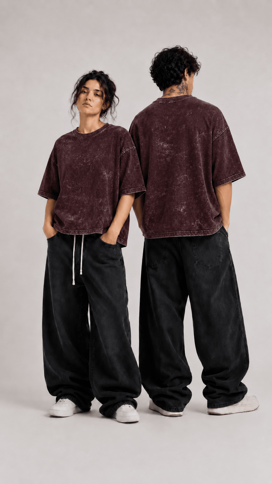 030// "URBN" AcidWashed Oversized Tee (Wine) - Urbn Myth