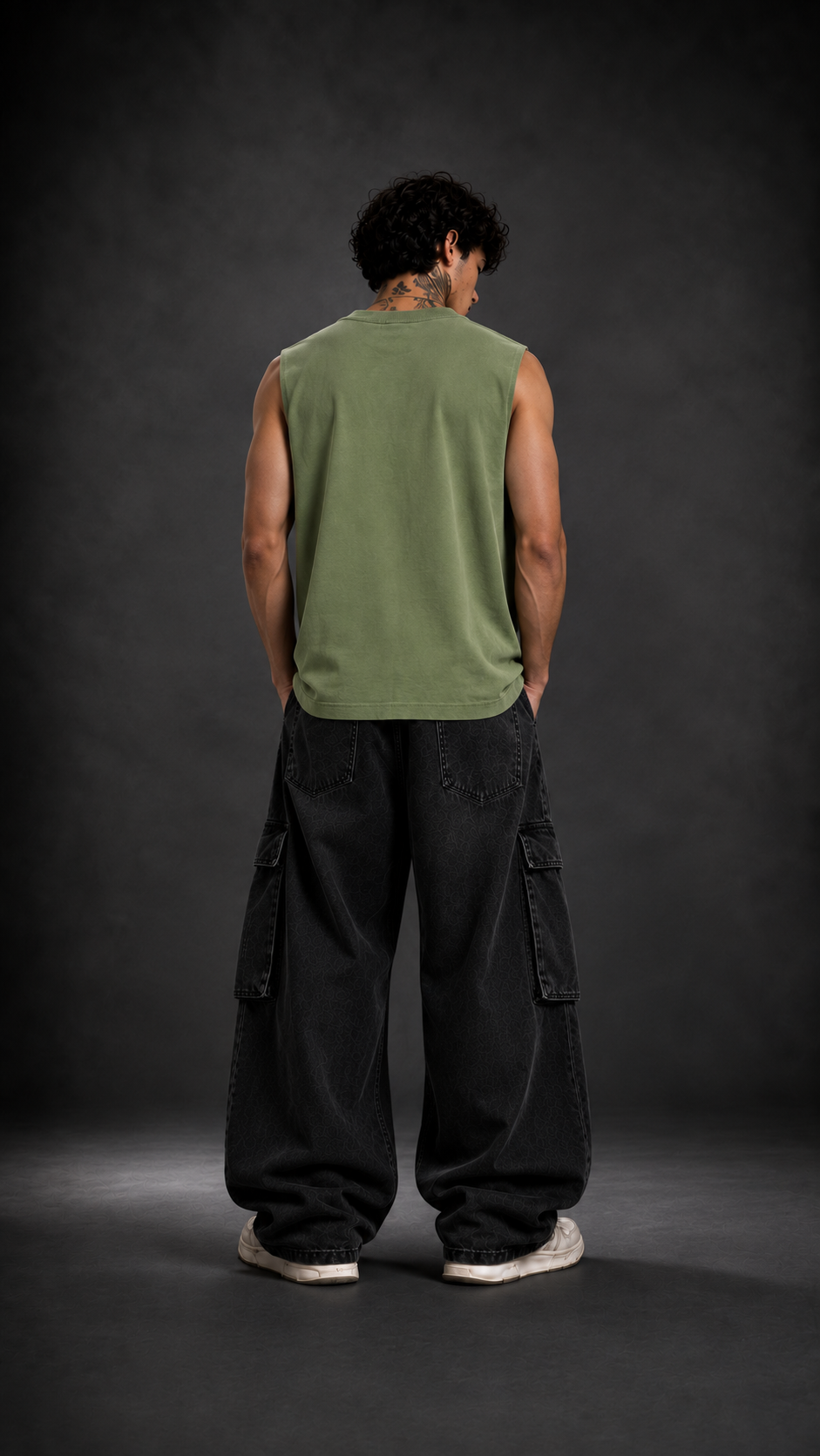027// 'Muscle Freak' Tank (Olive Green)