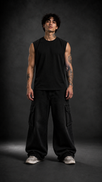 027// 'Muscle Freak' Tank (Black)