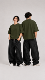 003// 'Myth' Plain Oversized Tee (Olive Green)