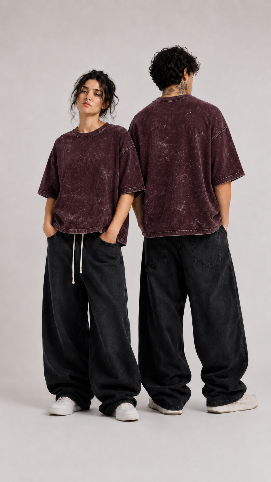 030// "URBN" AcidWashed Oversized Tee (Wine)