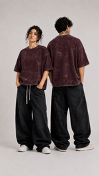 030// "URBN" AcidWashed Oversized Tee (Wine)