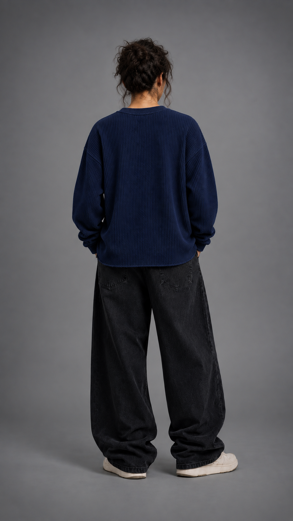 011//'FACELESS' Waffle Tee (Navy)