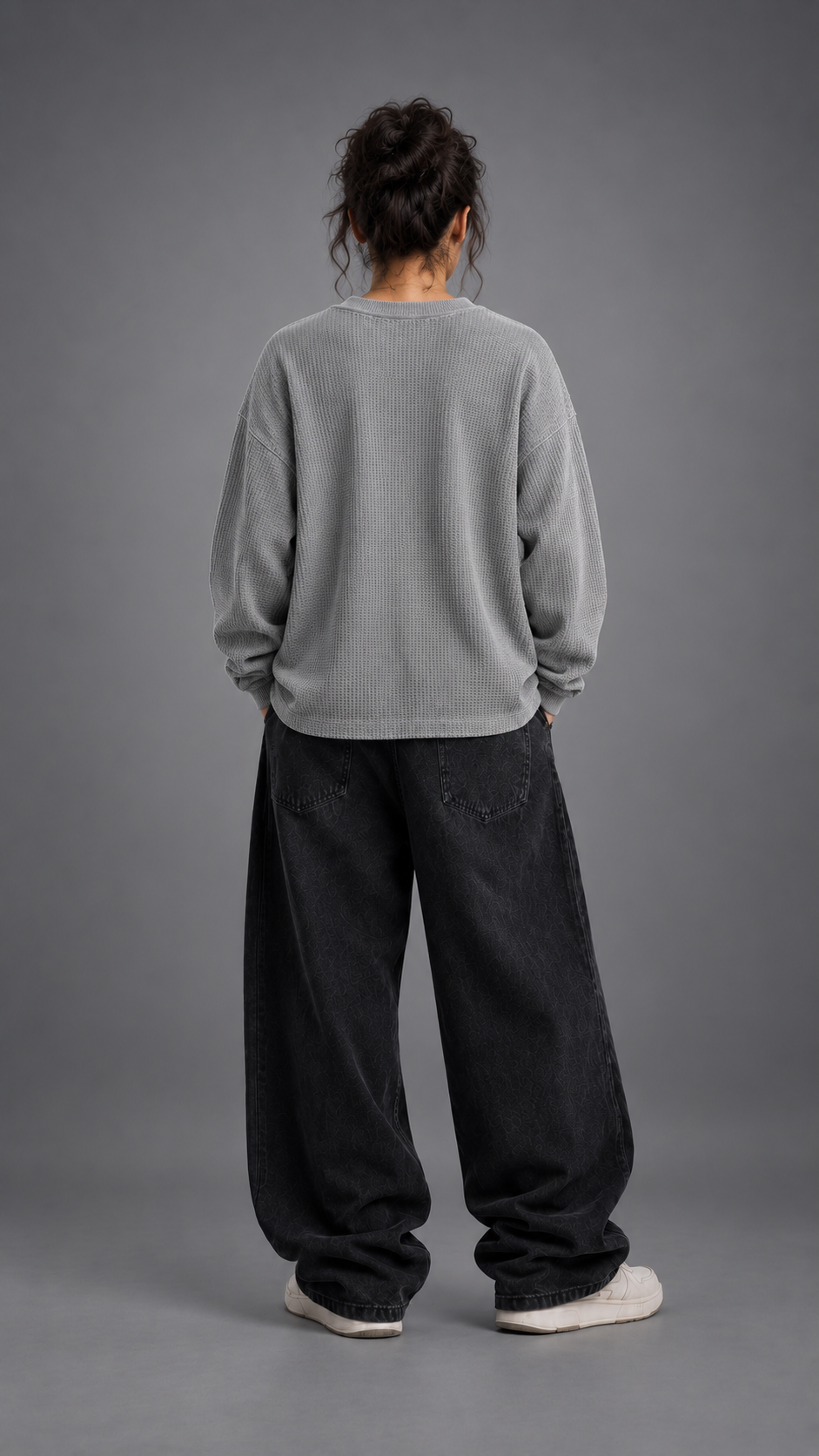 011//'FACELESS' Waffle Tee (Grey)