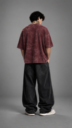 030// "URBN" AcidWashed Oversized Tee (Wine)