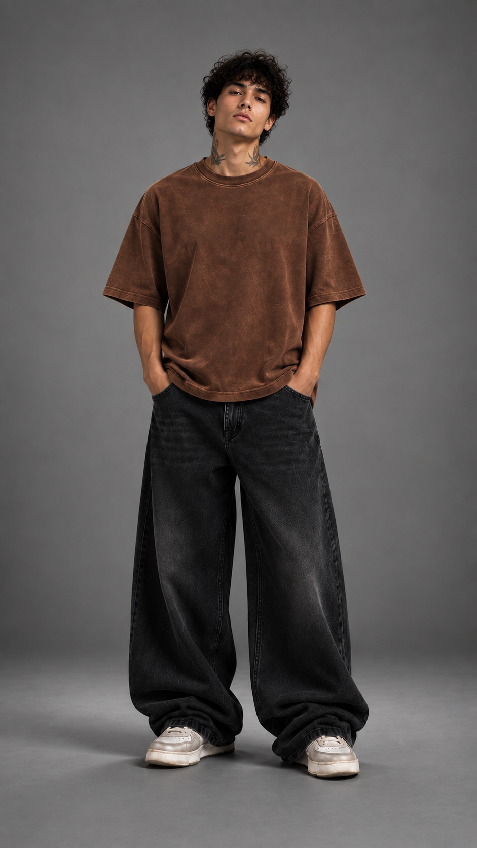 030// "URBN" AcidWashed Oversized Tee (Brown)