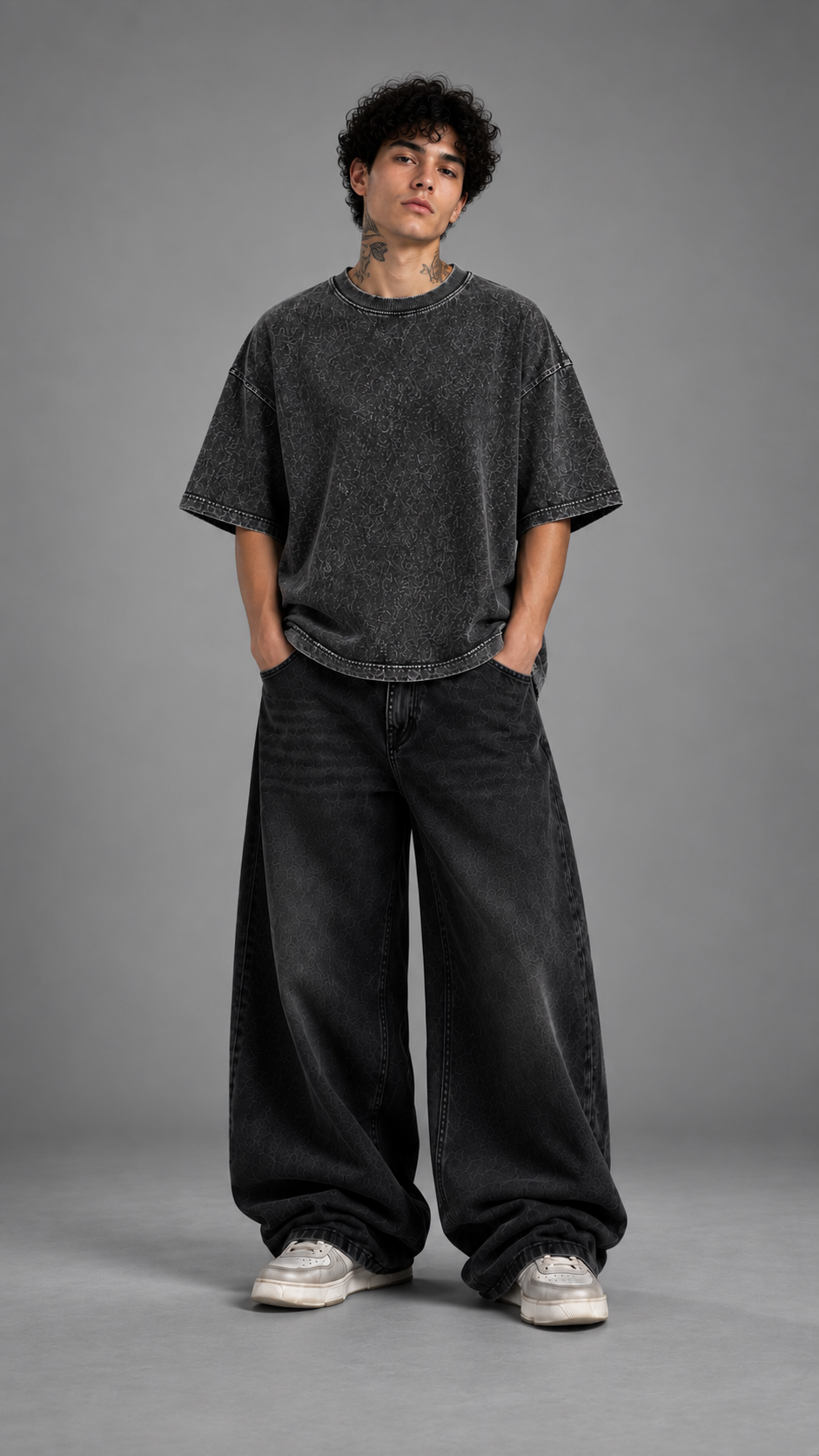 030// "URBN" AcidWashed Oversized Tee (Black)