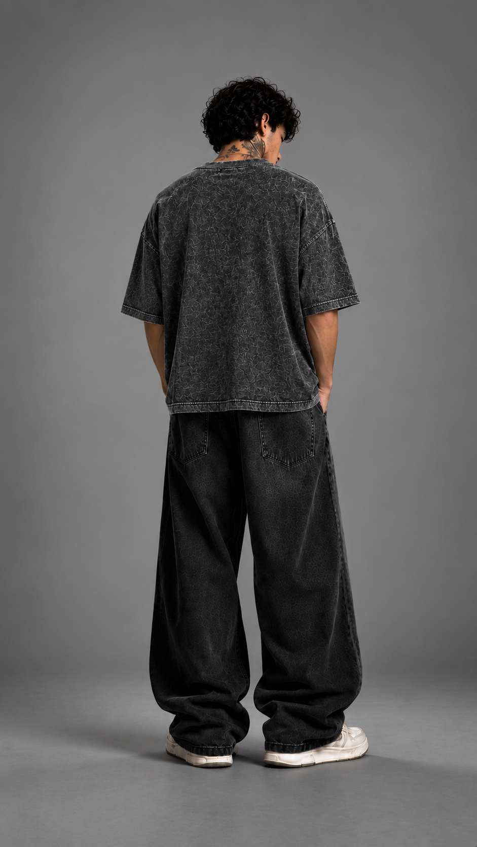 030// "URBN" AcidWashed Oversized Tee (Black)